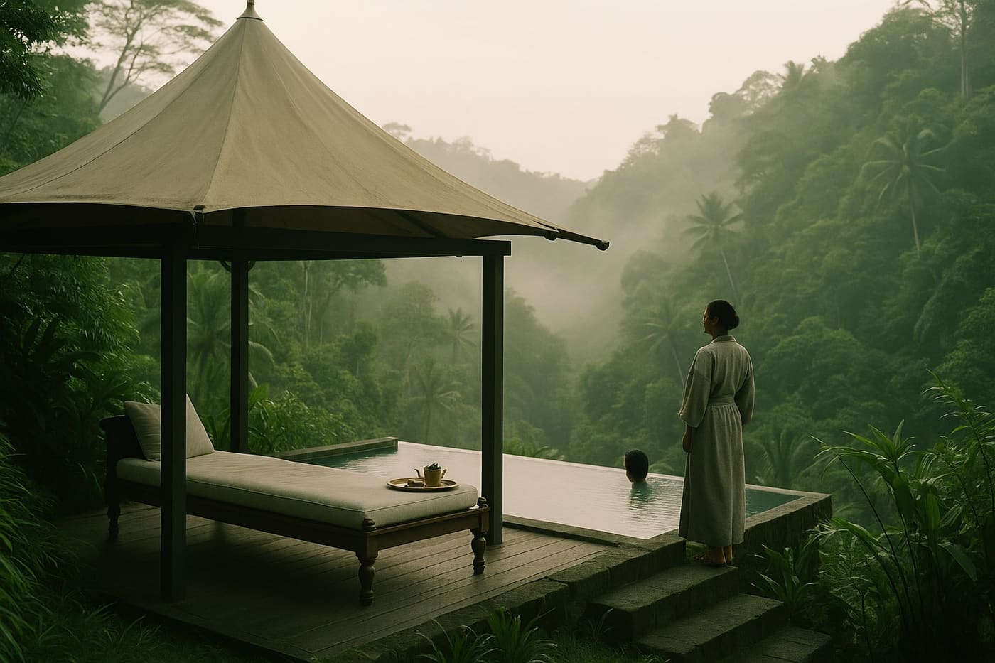 Capella Ubud tented suite suspended in the Bali jungle canopy
